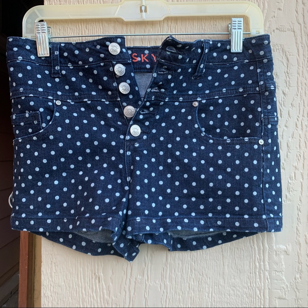 dELiAs denim shorts white polka dots